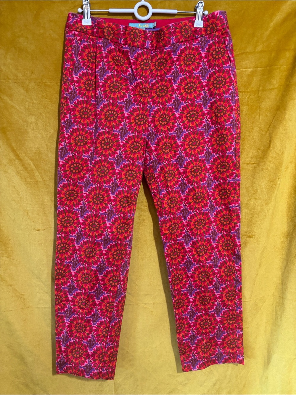Boden Pink and Red Bistro Crop  Pants UK 10 US 6 EUC
